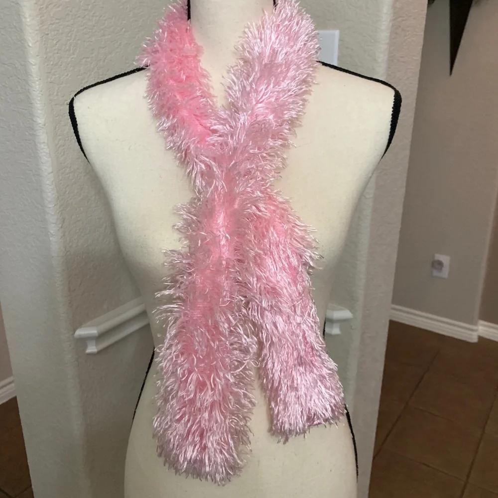 Soft and cozy pink fluffy scarf